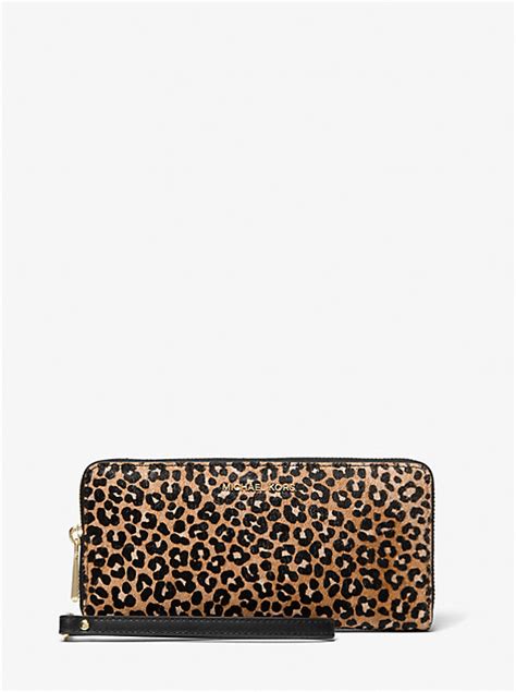 michael michael kors leopard print calf hair continental wristlet|Large Leopard Print Calf Hair Continental Wallet .